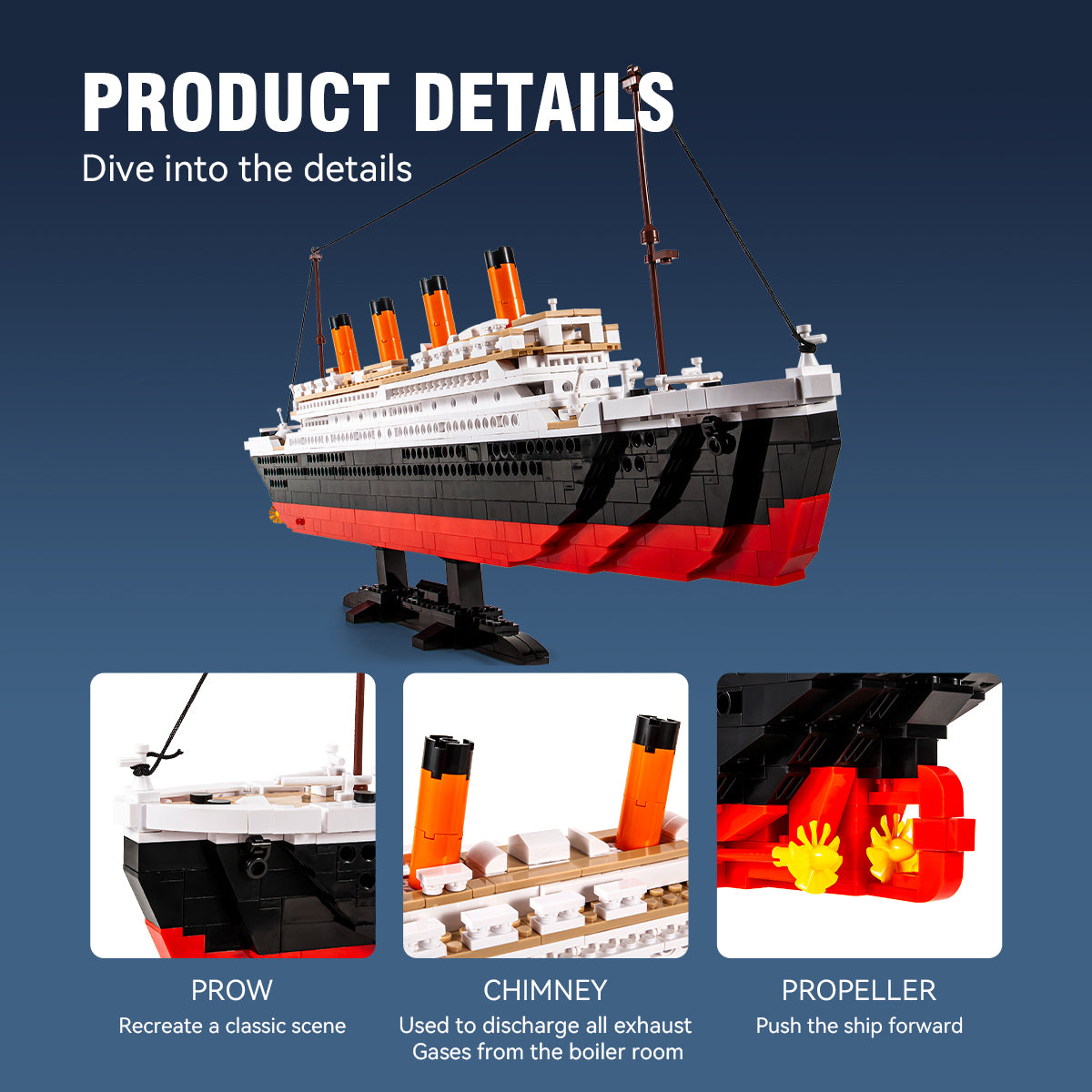 DAHONPA Titanic Model Building Blocks Kit, 1012 Pieces with Figures, Build and Display Cruise Ship Titanic Model, Toys Gift for Kids and Adults