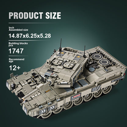 DAHONPA Leopard 2 主战坦克积木（1747 件），二战军事历史收藏坦克模型，带 5 个士兵人物，儿童和成人玩具礼物。 