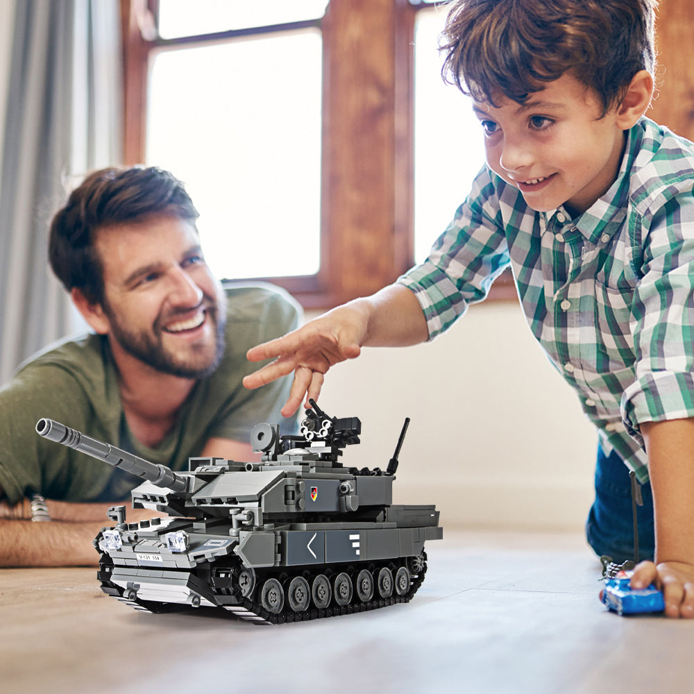 DAHONPA 陆军坦克积木（898 件），二战军豹 2 历史收藏模型，带 4 个士兵人物，儿童和成人玩具礼物。 