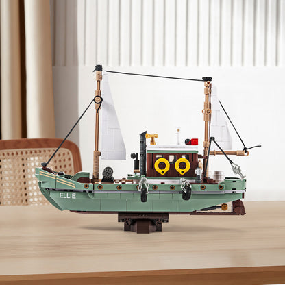 DAHONPA 双杆钓鱼船（610 件），城市海洋主题模型套件，含 3 个人物，适合儿童和成人的教育玩具礼物。 