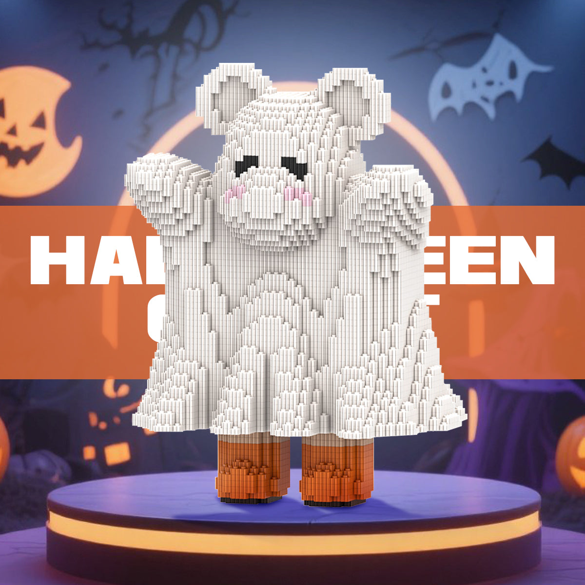 DAHONPA Halloween Ghost Bear Building Block Set, 2715 Pieces Micro Brick, Halloween Decoration Present, Creative Gift for Adults and Kids