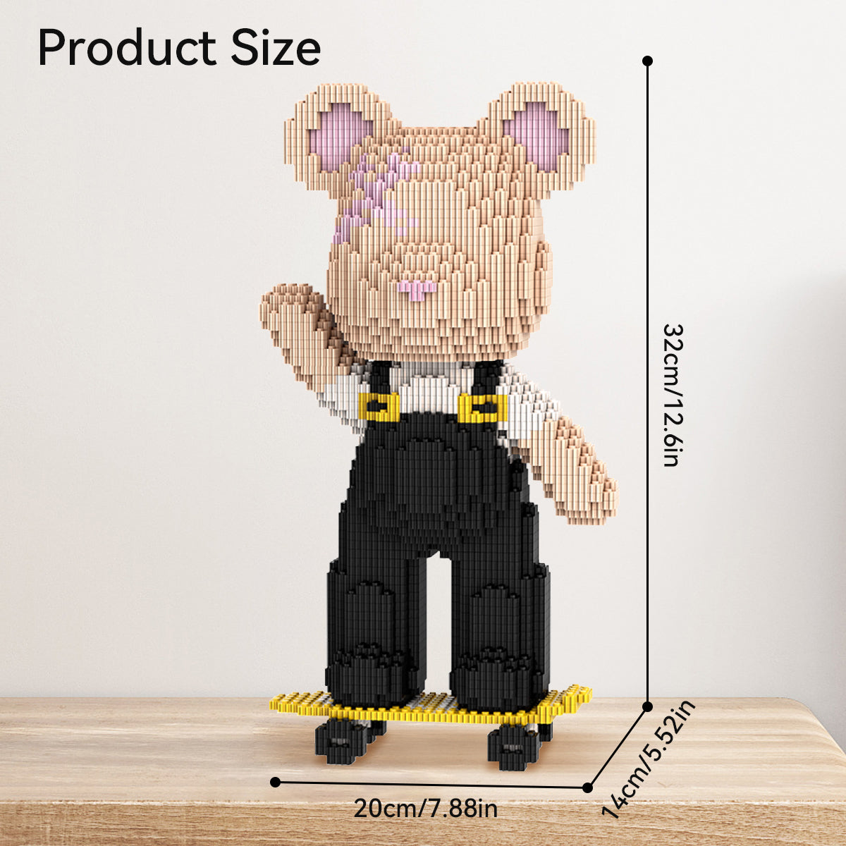 DAHONPA Skateboard Bear Brick Micro Building Blocks for Adults (2715 PCS), Bear Bricks Set Creative Home & Office Decor, Gift for Adults and Kids