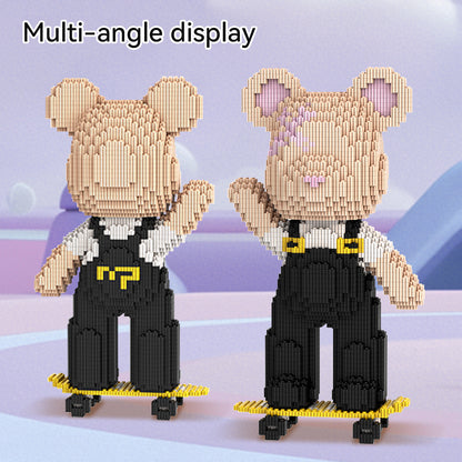 DAHONPA Skateboard Bear Brick Micro Building Blocks for Adults (2715 PCS), Bear Bricks Set Creative Home & Office Decor, Gift for Adults and Kids