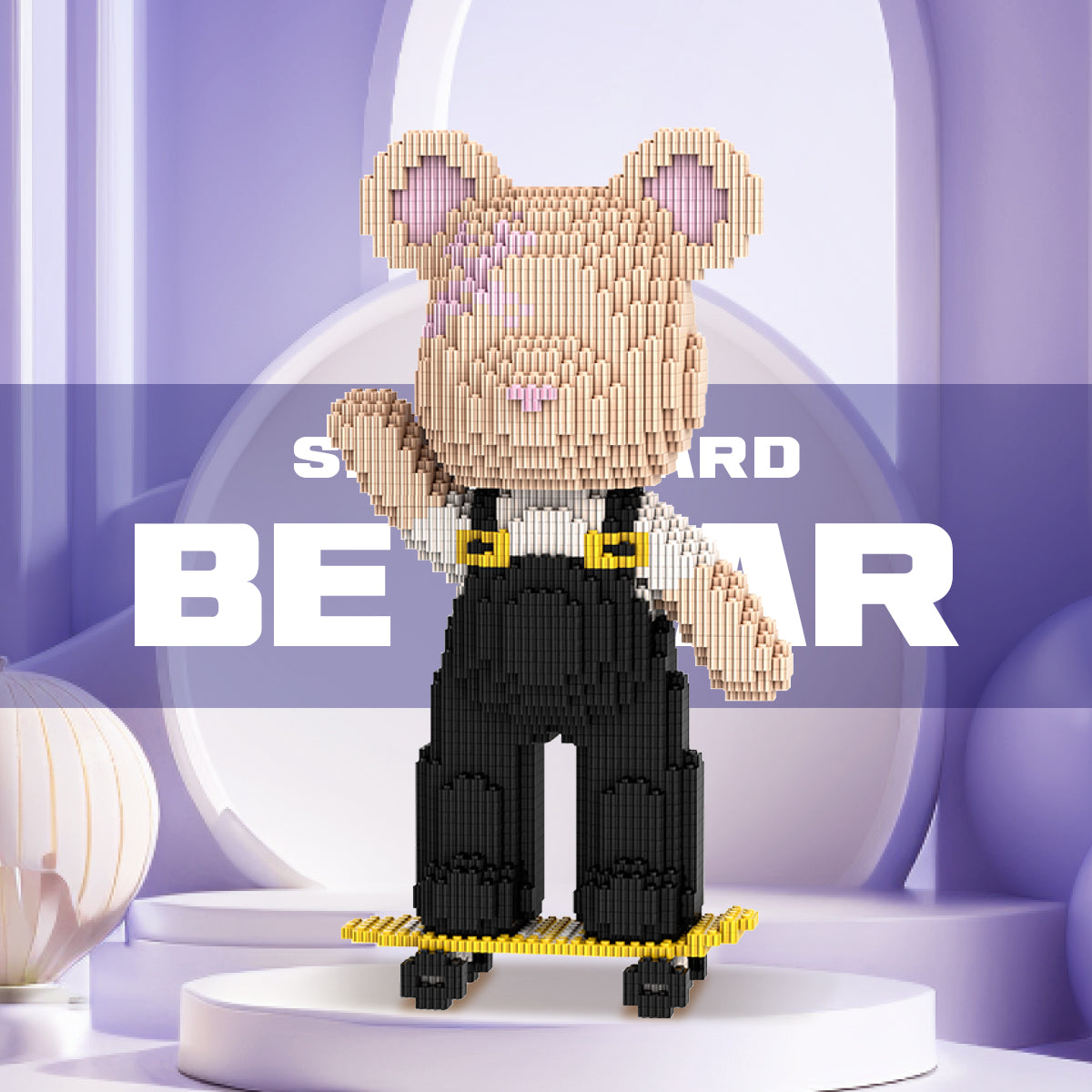 DAHONPA Skateboard Bear Brick Micro Building Blocks for Adults (2715 PCS), Bear Bricks Set Creative Home & Office Decor, Gift for Adults and Kids
