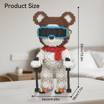 DAHONPA Skiing Bear Micro Building Blocks Set (3650 PCS) – DIY Winter Sports Bearbrick Toy for Kids & Adults