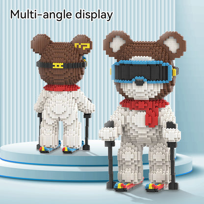DAHONPA Skiing Bear Micro Building Blocks Set (3650 PCS) – DIY Winter Sports Bearbrick Toy for Kids & Adults
