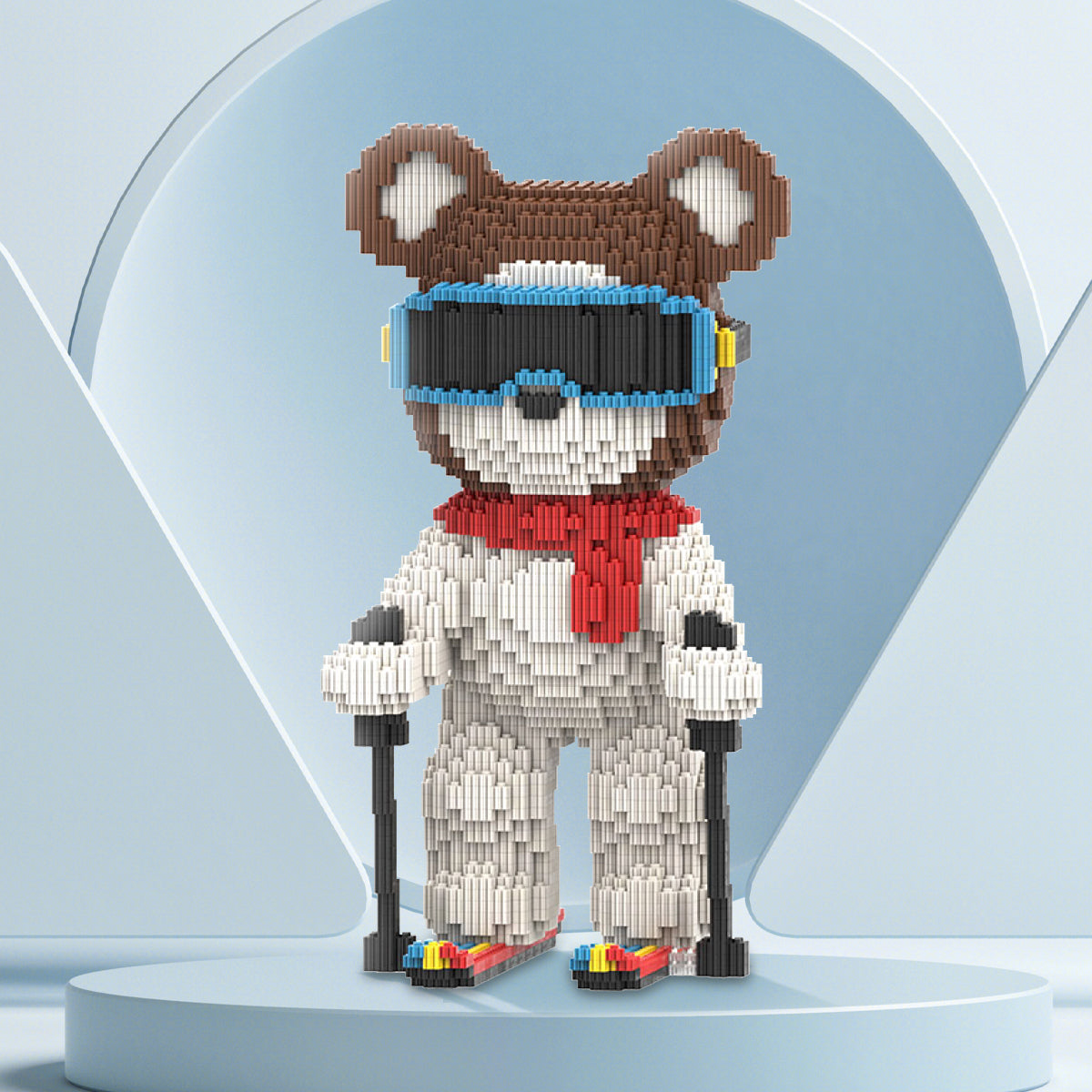 DAHONPA Skiing Bear Micro Building Blocks Set (3650 PCS) – DIY Winter Sports Bearbrick Toy for Kids & Adults