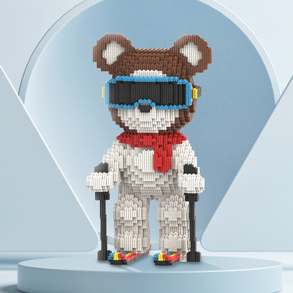 DAHONPA Skiing Bear Micro Building Blocks Set (3650 PCS) – DIY Winter Sports Bearbrick Toy for Kids & Adults