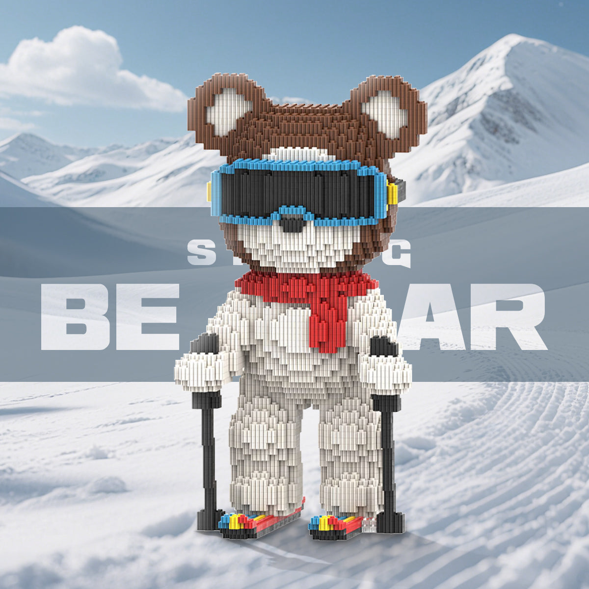 DAHONPA Skiing Bear Micro Building Blocks Set (3650 PCS) – DIY Winter Sports Bearbrick Toy for Kids & Adults