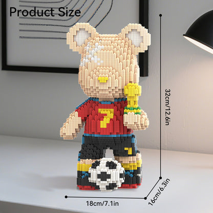 DAHONPA Soccer Bear Micro Building Blocks Set (3450 PCS) – DIY Sports Bearbrick Toy for Kids & Adults