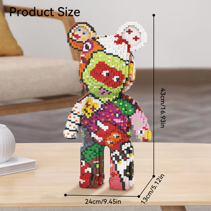 DAHONPA Pop Art Graffiti Bear Micro Building Blocks Set (6950 PCS) – DIY Avant-garde Art Trendy Collectible Bear Figurine Toy for Kids & Adults