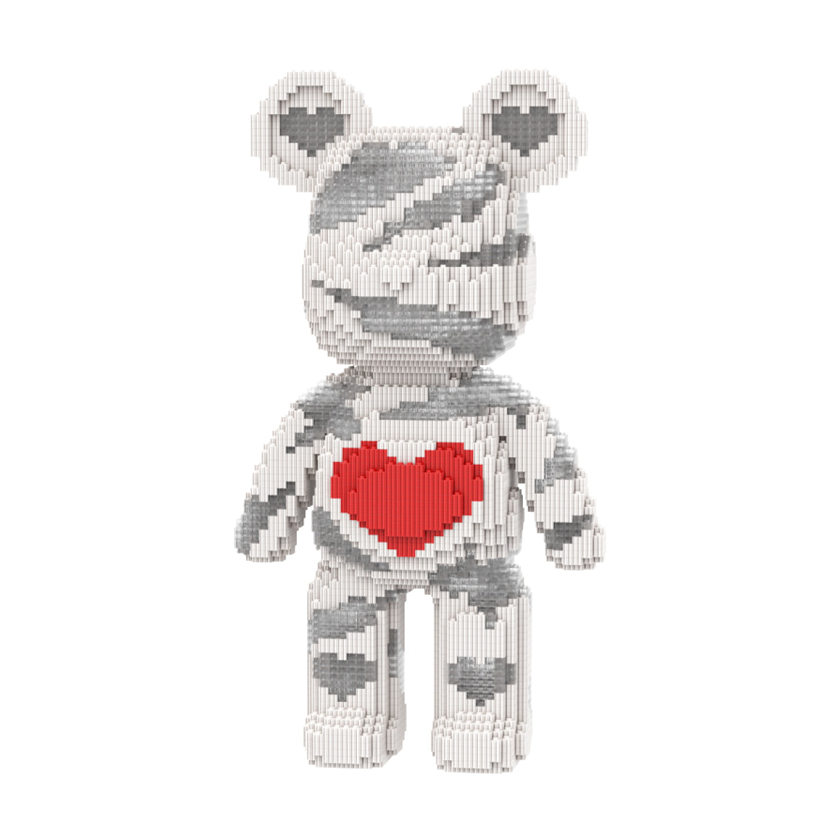 DAHONPA Silver Gray Bandage Heart Bear Micro Building Blocks Set (6400 PCS) – DIY Healing-style Trendy Collectible Figurine Toy for Kids & Adults