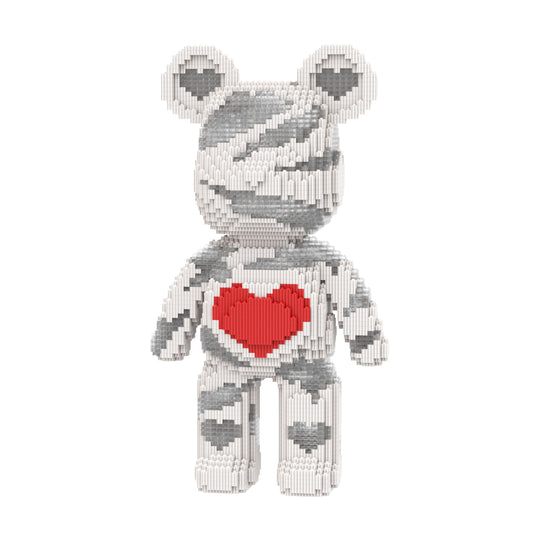 DAHONPA Silver Gray Bandage Heart Bear Micro Building Blocks Set (6400 PCS) – DIY Healing-style Trendy Collectible Figurine Toy for Kids & Adults