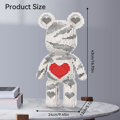 DAHONPA Silver Gray Bandage Heart Bear Micro Building Blocks Set (6400 PCS) – DIY Healing-style Trendy Collectible Figurine Toy for Kids & Adults
