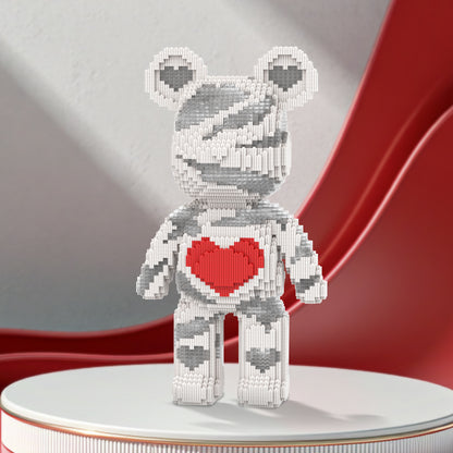 DAHONPA Silver Gray Bandage Heart Bear Micro Building Blocks Set (6400 PCS) – DIY Healing-style Trendy Collectible Figurine Toy for Kids & Adults
