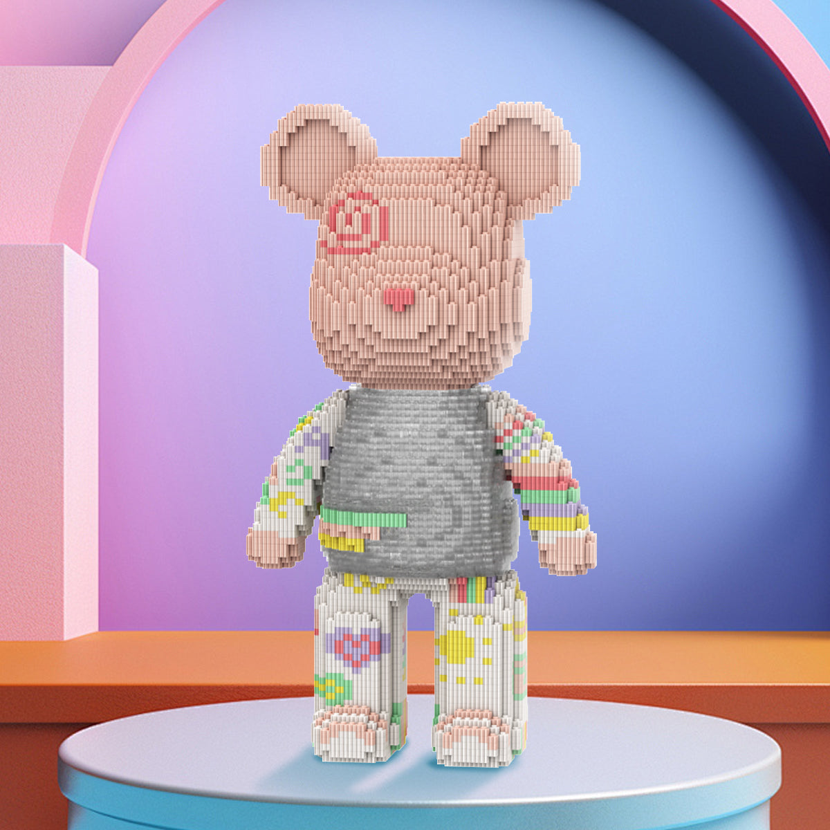DAHONPA Rainbow Fun Patchwork Bear Micro Building Blocks Set (5250 PCS) – DIY Energetic Trendy Collectible Figurine Toy for Kids & Adults