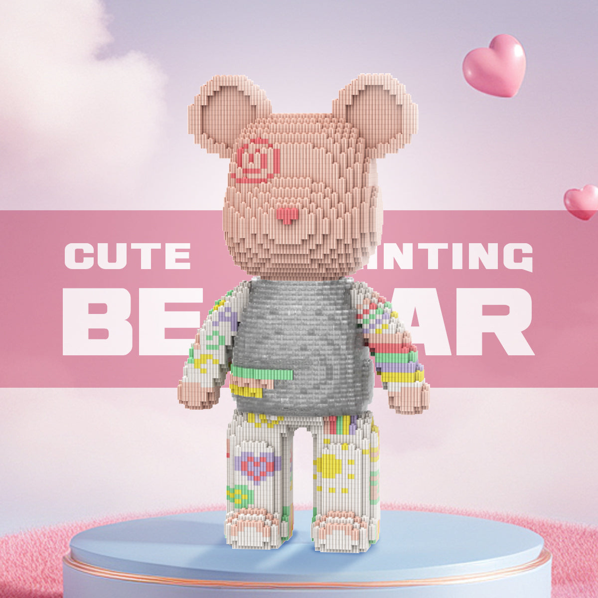 DAHONPA Rainbow Fun Patchwork Bear Micro Building Blocks Set (5250 PCS) – DIY Energetic Trendy Collectible Figurine Toy for Kids & Adults