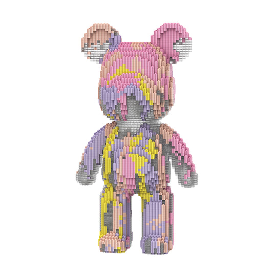 DAHONPA Pink Purple Gilded Splash Ink Bear Micro Building Blocks Set (6400 PCS) – DIY Dreamy Art Trendy Collectible Figurine Toy for Kids & Adults