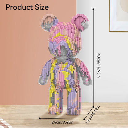 DAHONPA Pink Purple Gilded Splash Ink Bear Micro Building Blocks Set (6400 PCS) – DIY Dreamy Art Trendy Collectible Figurine Toy for Kids & Adults