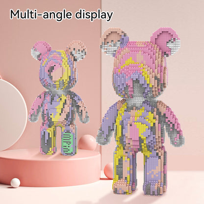 DAHONPA Pink Purple Gilded Splash Ink Bear Micro Building Blocks Set (6400 PCS) – DIY Dreamy Art Trendy Collectible Figurine Toy for Kids & Adults