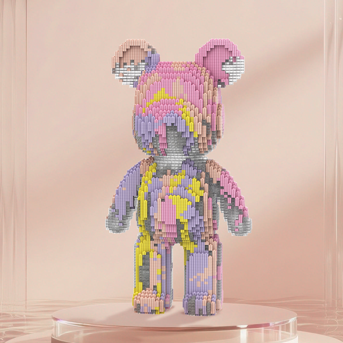 DAHONPA Pink Purple Gilded Splash Ink Bear Micro Building Blocks Set (6400 PCS) – DIY Dreamy Art Trendy Collectible Figurine Toy for Kids & Adults