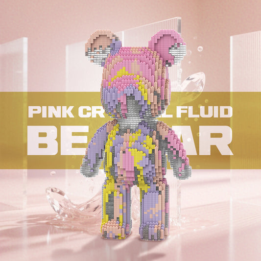 DAHONPA Pink Purple Gilded Splash Ink Bear Micro Building Blocks Set (6400 PCS) – DIY Dreamy Art Trendy Collectible Figurine Toy for Kids & Adults