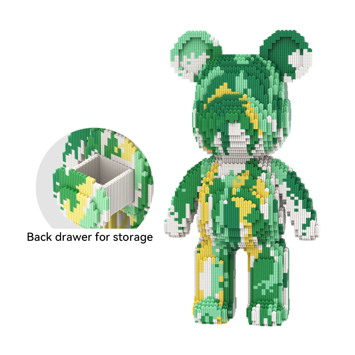 DAHONPA Chinese Style Green Splash Ink Bear Micro Building Blocks Set (6400 PCS) – DIY Oriental Art Trendy Collectible Figurine Toy for Kids & Adults