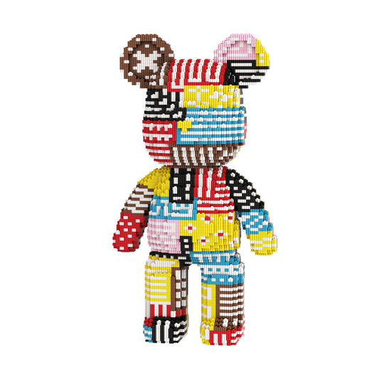 DAHONPA Geometric Patchwork Trendy Bear Micro Building Blocks Set (5350 PCS) – DIY Art Collage Style Collectible Figurine Toy for Kids & Adults