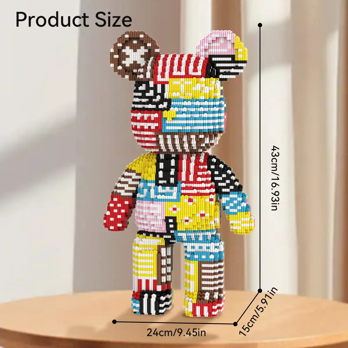 Building Blocks Set for Adults: DAHONPA Geometric Patchwork Bear
