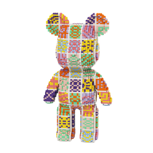 DAHONPA Ethnic Style Patchwork Bear Micro Building Blocks Set (7500 PCS) – DIY Retro Art Trendy Collectible Bear Figurine Toy for Kids & Adults
