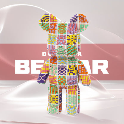 DAHONPA Ethnic Style Patchwork Bear Micro Building Blocks Set (7500 PCS) – DIY Retro Art Trendy Collectible Bear Figurine Toy for Kids & Adults