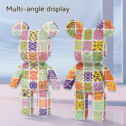 DAHONPA Ethnic Style Patchwork Bear Micro Building Blocks Set (7500 PCS) – DIY Retro Art Trendy Collectible Bear Figurine Toy for Kids & Adults