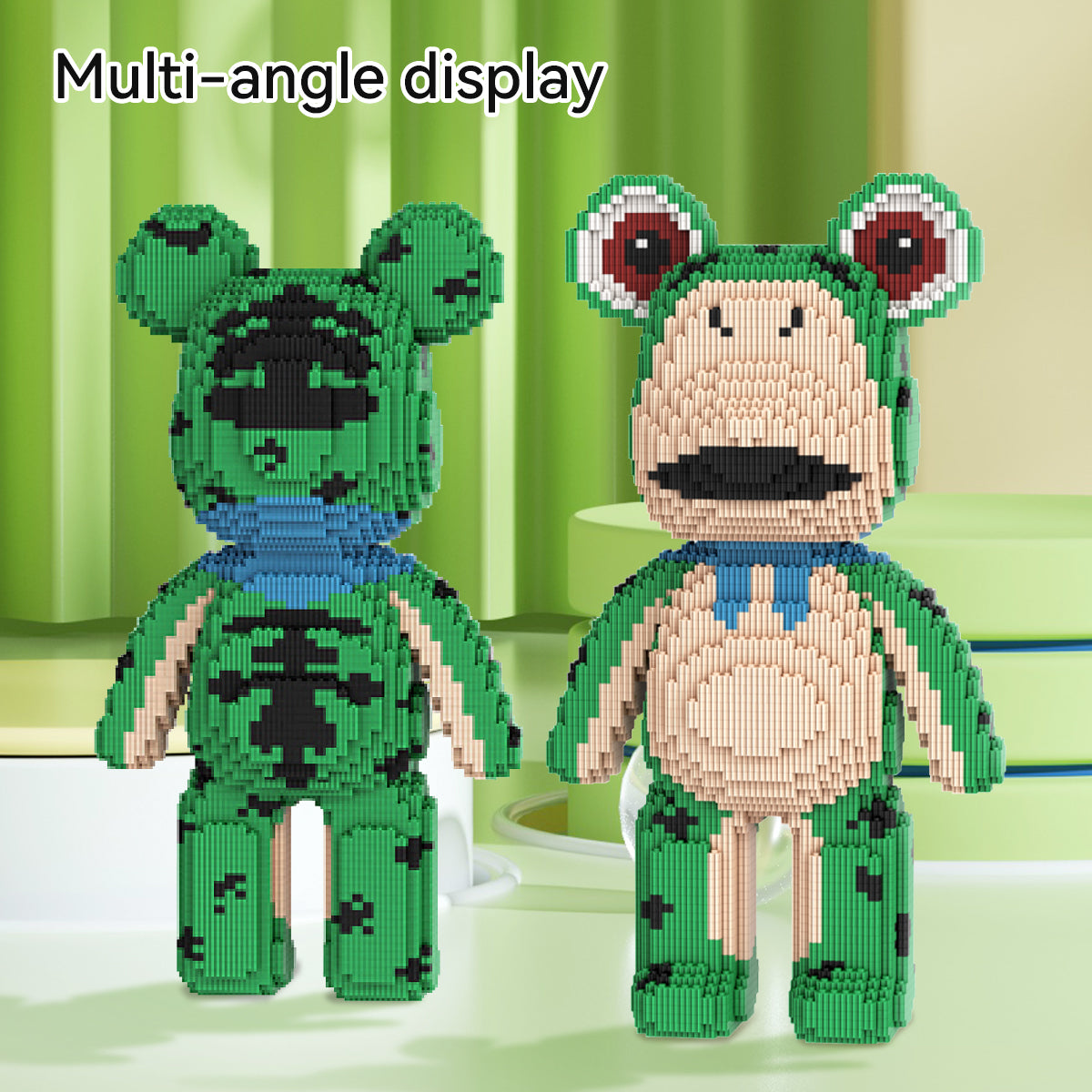 DAHONPA Cute Frog Hood Bear Micro Building Blocks Set (5650 PCS) – DIY Healing-style Trendy Bear Figurine Toy for Kids & Adults