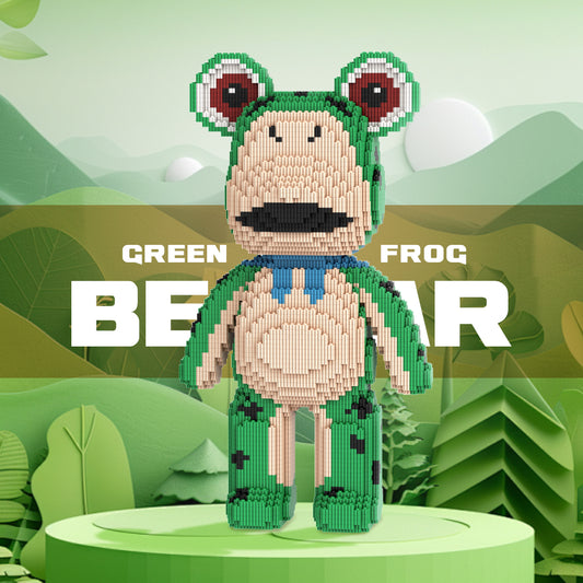 DAHONPA Cute Frog Hood Bear Micro Building Blocks Set (5650 PCS) – DIY Healing-style Trendy Bear Figurine Toy for Kids & Adults