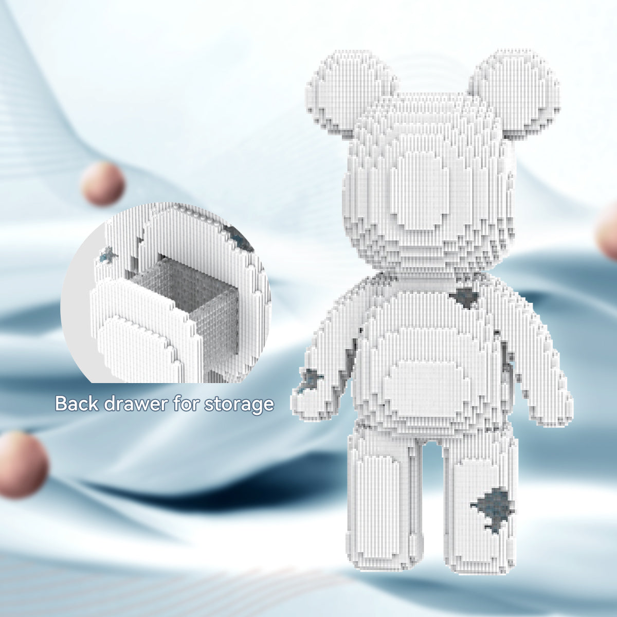 DAHONPA Ice Blue Hole Bear Micro Building Blocks Set (5100 PCS) – DIY Minimalist Trendy Collectible Figurine Toy for Kids & Adults