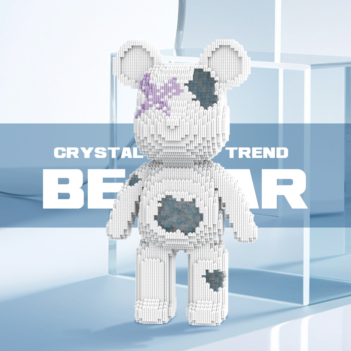 DAHONPA Ice Blue Hole Bear Micro Building Blocks Set (5100 PCS) – DIY Minimalist Trendy Collectible Figurine Toy for Kids & Adults