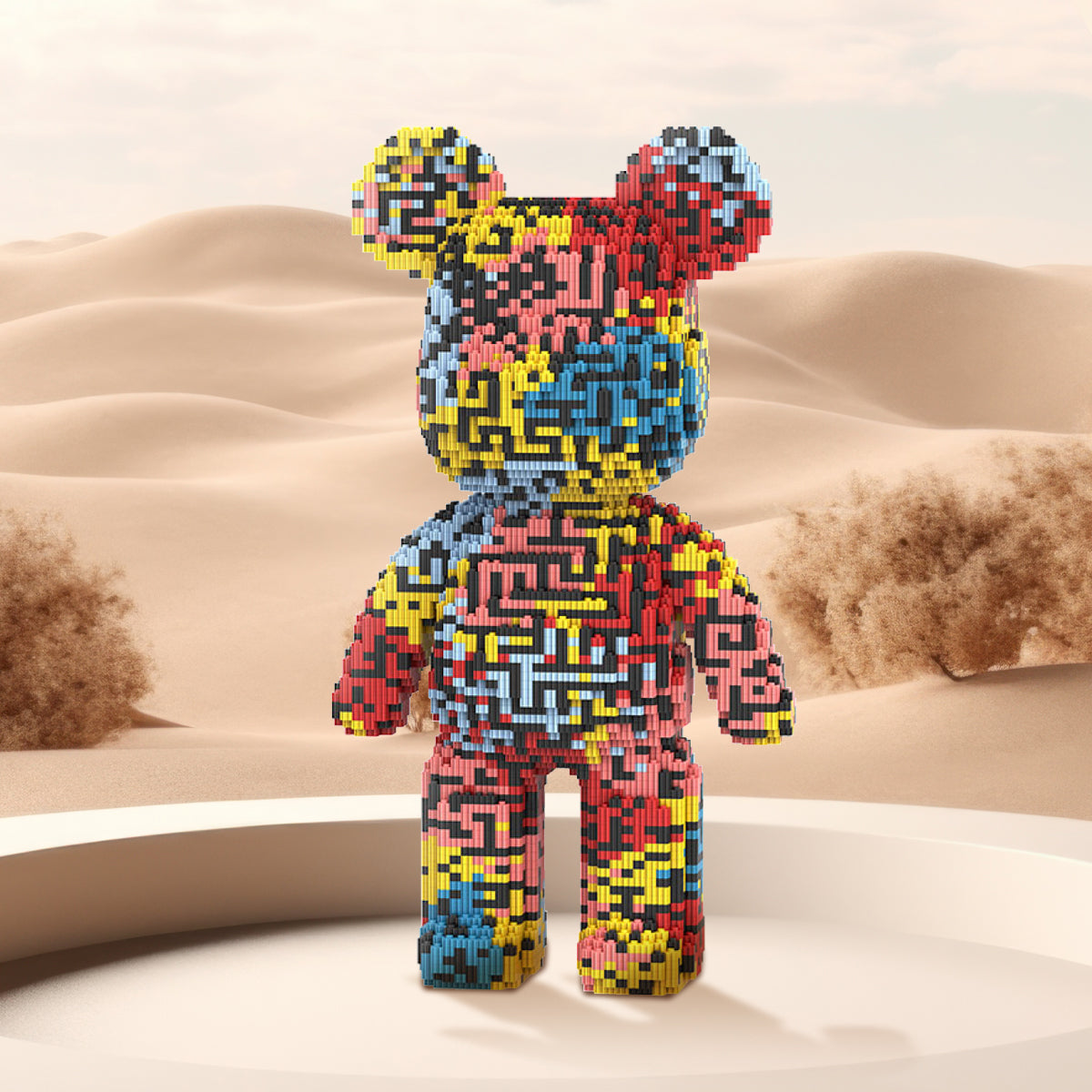 DAHONPA Art Labyrinth Color-Block Bear Micro Building Blocks Set (7250 PCS) – DIY Trendy Art Collectible Figurine for Kids & Adults