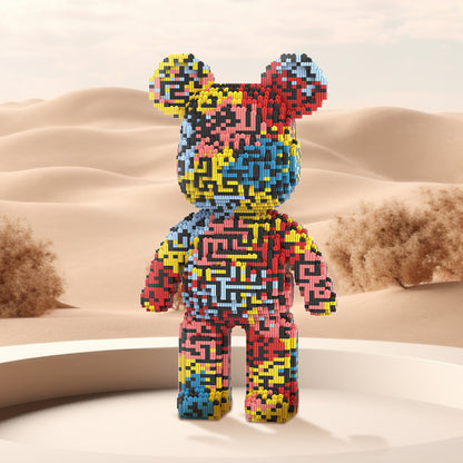 DAHONPA Art Labyrinth Color-Block Bear Micro Building Blocks Set (7250 PCS) – DIY Trendy Art Collectible Figurine for Kids & Adults