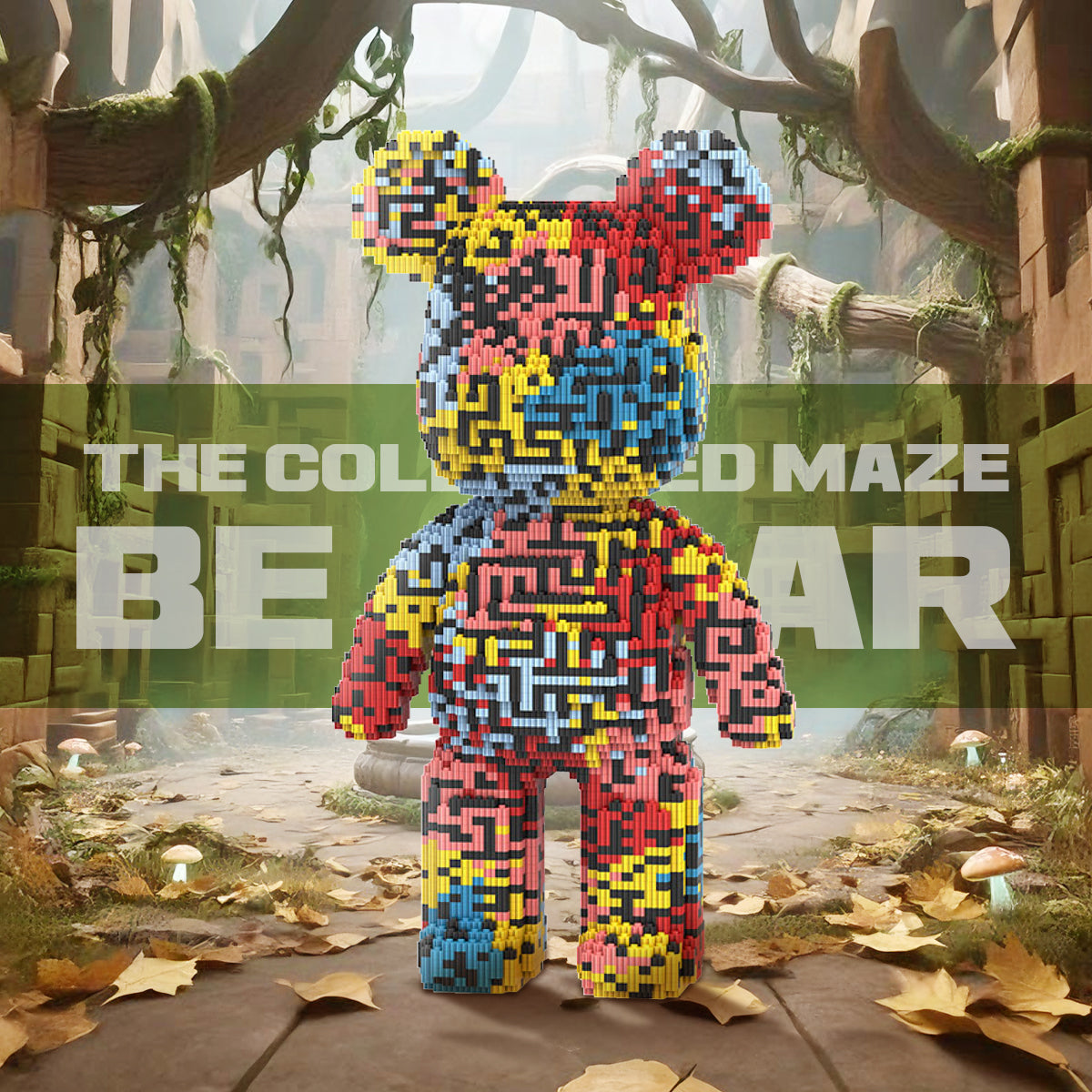 DAHONPA Art Labyrinth Color-Block Bear Micro Building Blocks Set (7250 PCS) – DIY Trendy Art Collectible Figurine for Kids & Adults