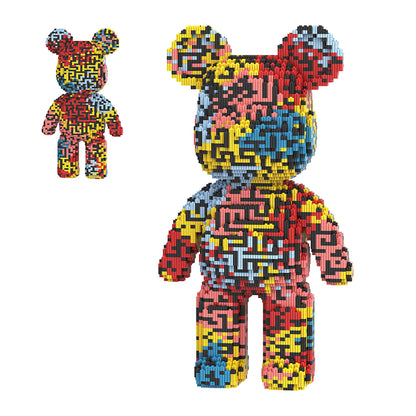 DAHONPA Art Labyrinth Color-Block Bear Micro Building Blocks Set (7250 PCS) – DIY Trendy Art Collectible Figurine for Kids & Adults