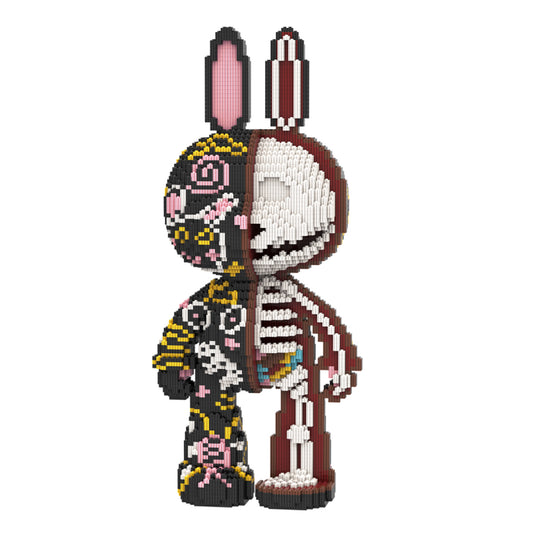 DAHONPA Animal Rabbit Half Graffiti Half Skeleton Micro Building Blocks Set（8000PCS）, Creative Home & Office Decor, Gift for Adults and Kids