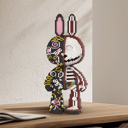 DAHONPA Animal Rabbit Half Graffiti Half Skeleton Micro Building Blocks Set（8000PCS）, Creative Home & Office Decor, Gift for Adults and Kids