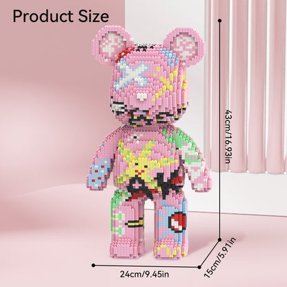 DAHONPA Pink Graffiti Art Bear Micro Building Blocks Set (5600 PCS) – DIY Street Art Collectible Figurine Toy for Kids & Adults