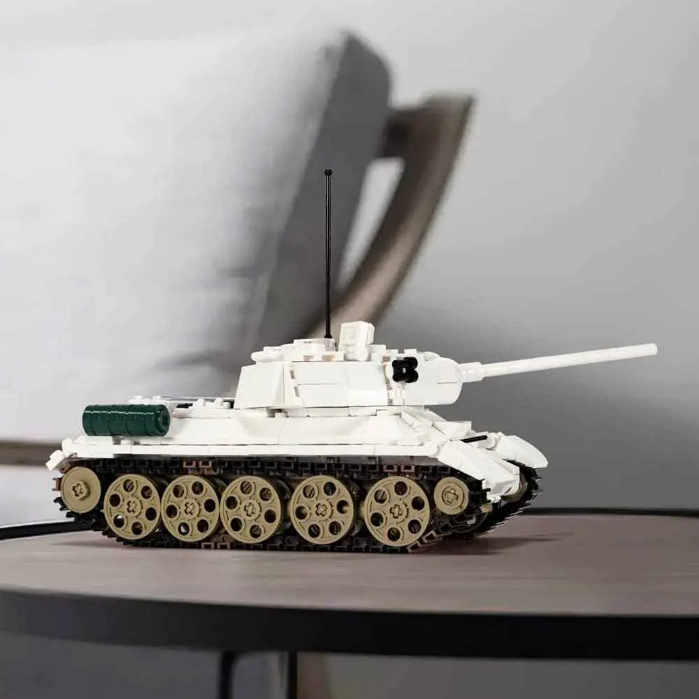 Premium DAHONPA historical military tank building blocks model exhibited as a sophisticated collectible centerpiece on a study table