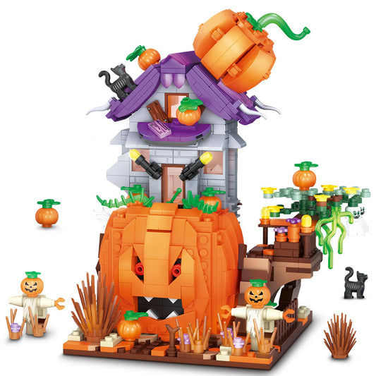 DAHONPA Halloween Pumpkin House Building Blocks Toys with 762 Pieces