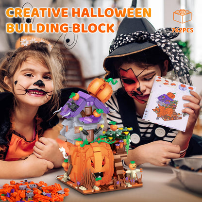 DAHONPA Halloween Pumpkin House Building Blocks Toys with 762 Pieces