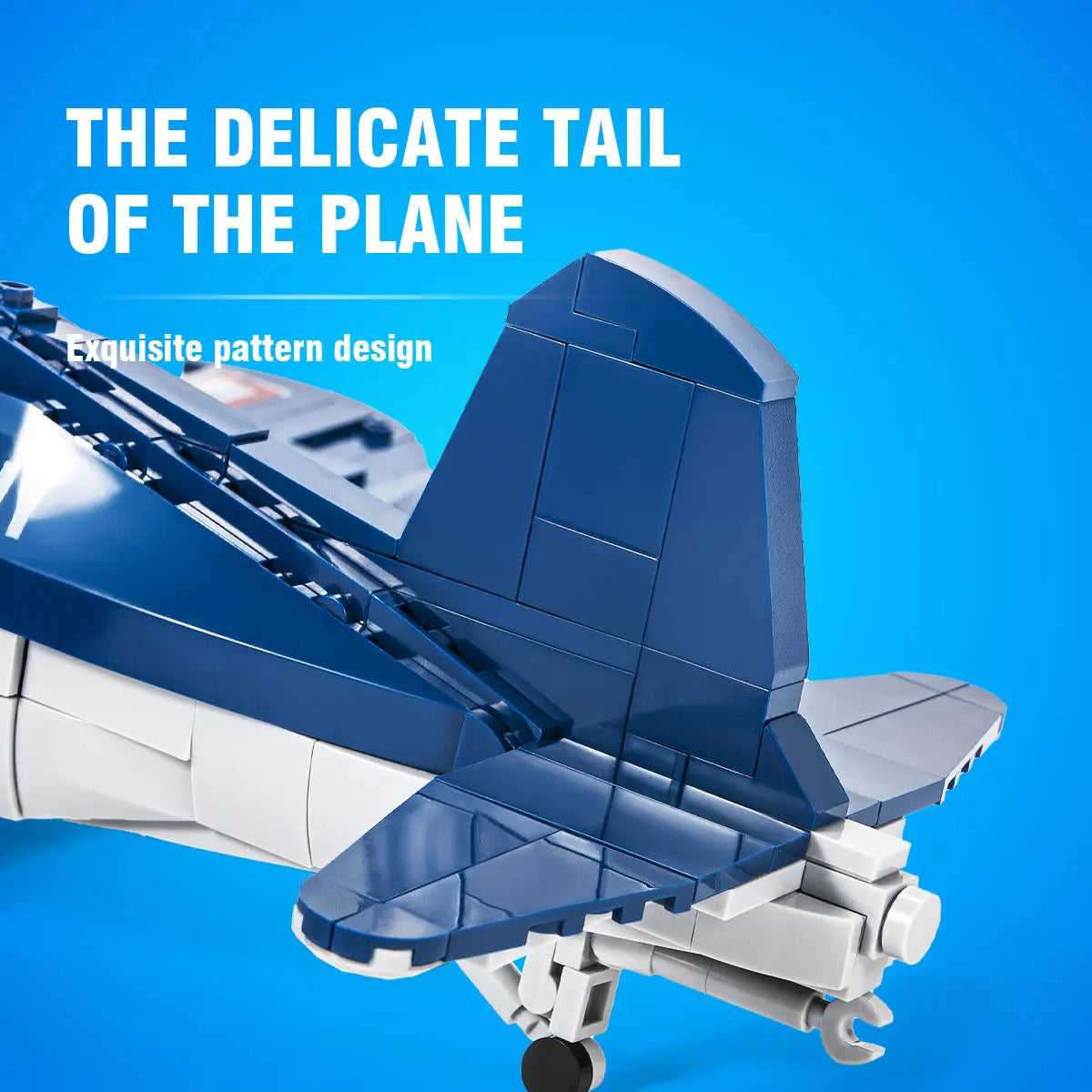 Realistic rear tail fin and tactical stabilizer structure on the DAHONPA F4U Corsair WWII fighter Building Blocks set