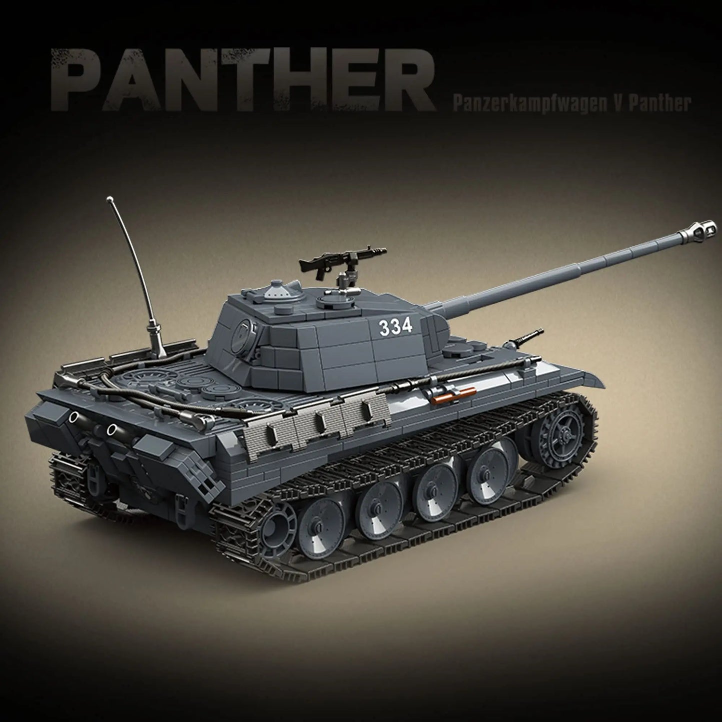Rear quarter perspective highlighting the intricate engine deck and back chassis detailing of the DAHONPA military tank building blocks set