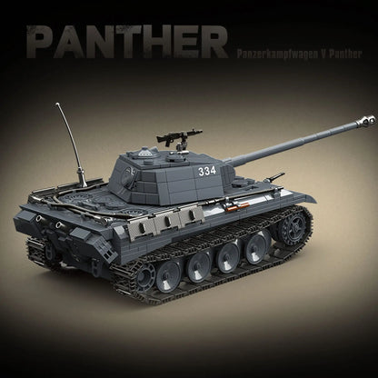 Rear quarter perspective highlighting the intricate engine deck and back chassis detailing of the DAHONPA military tank building blocks set