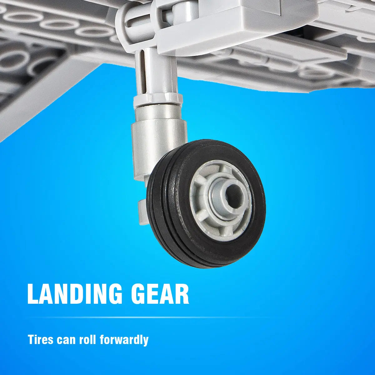 Sturdy carrier capable landing gear with rolling wheels detail on the DAHONPA F4U Corsair Building Blocks aircraft